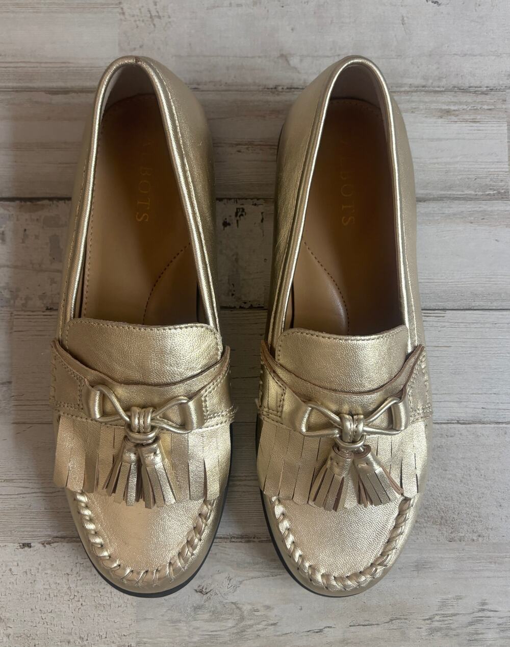 Laura Kiltie Tasseled Gold Loafers - Nappa Girls sz 5M